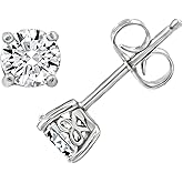 Amazon Essentials Yellow Gold Plated, Platinum or Rose Gold Plated Sterling Silver Infinite Elements Cubic Zirconia Stud Earrings | White, Blue, Green, or Pink Cubic Zirconia