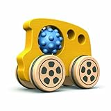 BeginAgain Nubble Rumblers - Bus - Toddler Toy and Fun Push Toy For Active Movement and Play - Safe and  Wooden Toy - Bus Toy With Nubble Driver For Tactile Exploration and Fine Motor Skills Development