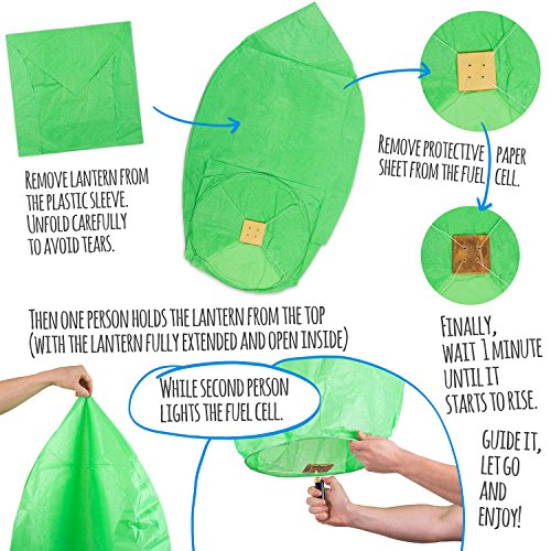 Chinese Lanterns 20-Pack Multi-Color, Fully Assembled And Fuel Cell Attached Is 100% Biodegradable, New Designed Sky Lantern With Gift Box Coral Entertainments For Any occasion. (Multi-Color)