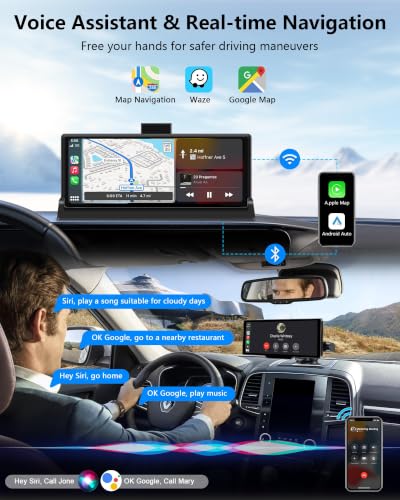 Car Tablet Pro Max 2026 – 10.26” Apple Car Play Screen Android Auto | Touchscreen Portable Apple CarPlay Screen for Car with Dash Cam ,GPS Navigation,Voice Control,Mirror Link,Bluetooth,FM,AUX