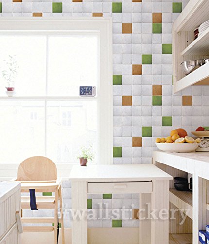 Wallstickery tile pattern design paper prepasted wallpaper for wall stickers self adhesive removable peel and stick DIY interior decorating home kitchen bedroom WS-DPS-48 1.64 ft by 9.84 ft