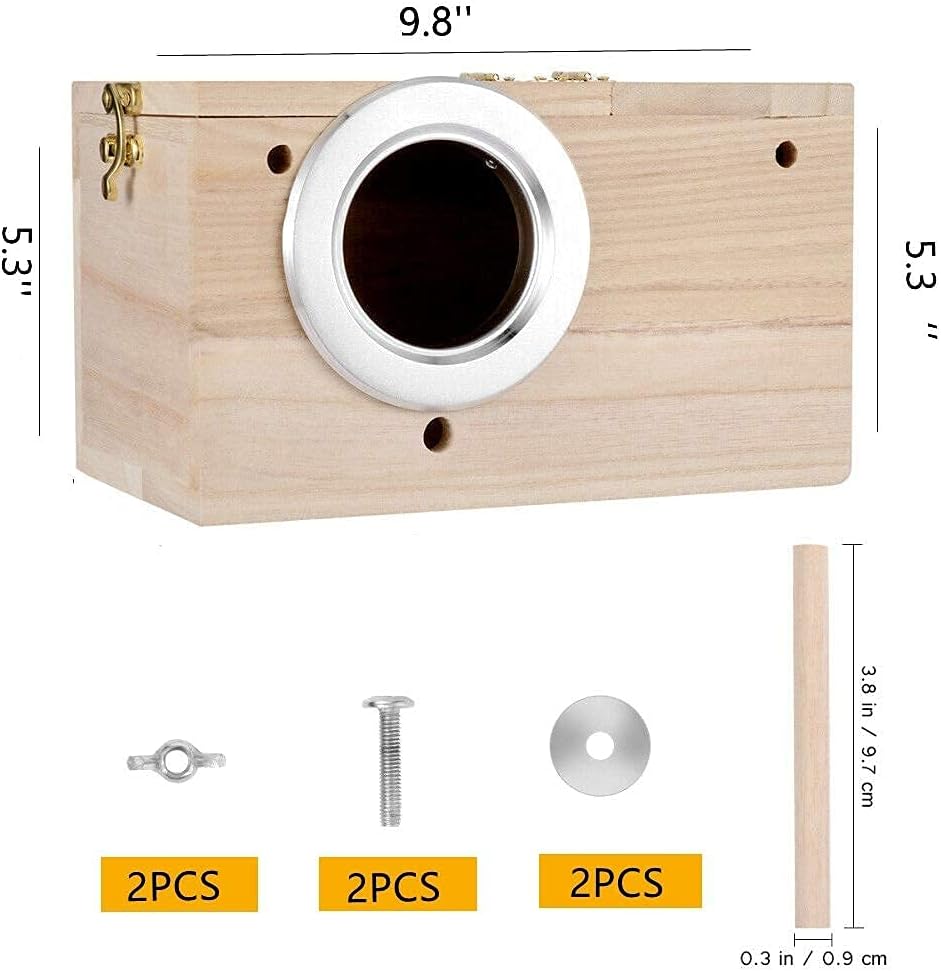 HANG Parakeet Nest Box Bird cage with Natural Pine Wood, Bird Nest Breeding Box Cage for Budgie/Cockatiel/Conure/Parrot/Dove : Pet Supplies