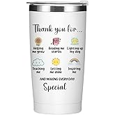 Thank You Gifts for Women, Men, Teacher Coffee Tumbler, 20 oz Insulated Tumbler Cups with Lid, Teacher Appreciation Gifts for Preschool Educators, Stemless Double Wall Vacuum Travel Mug for Coffee