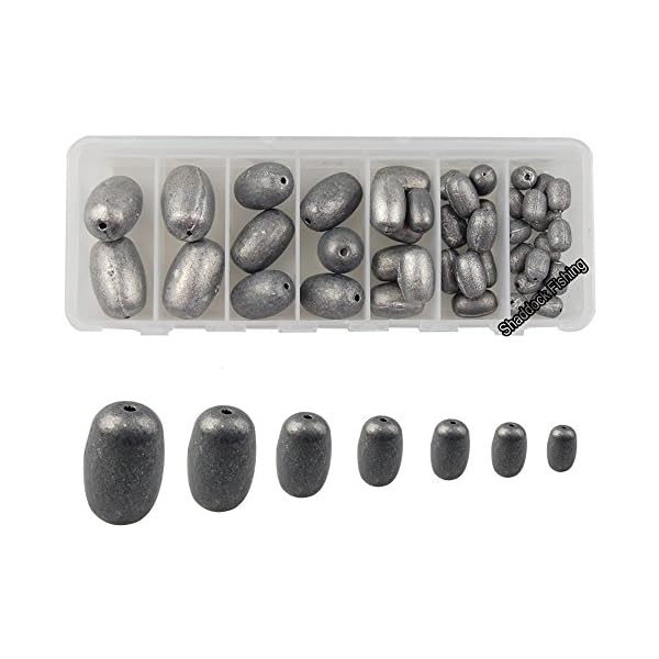 Shaddock-Fishing-42pcsbox-Assorted-Size-Egg-Fishing-Sinker-Weights-Kit-Saltwater-Fishing-Weights-Total-186OZ-in-A-Handy-Box
