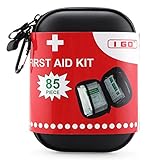 I GO Compact First Aid Kit – Hard Shell Case for Hiking, Camping, Travel, Car – 85 Pieces