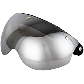 Soman Universal 3-Snap Visor Retro Pilot-Style for Open Face Motorcycle Helmet (Silver)