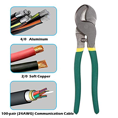 FBve Cable Cutter High Leverage Curve Jaw, 10 inch Heavy Duty Wire