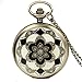JewelryWe Romantic Peach Cherry Blossom Floral Woman Men Pocket Watch Pendant Necklace with Chain,