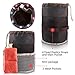 Foldable Round Bucket Style Travel Make-up Bag, Small Zipper Jewelry Purse, Clear PVC Pouch for Cosmetic Brush, Drawstring Closure Nylon Organizer Carrying Case Holder, Wash Toiletry Bag Coral Red