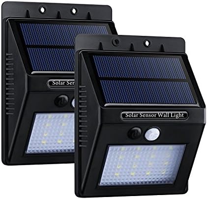 Solar Lights, VicTec [2 Pack] Garden Waterproof Wireless Security Bright Motion Sensor Light with Diamond Lampshade for Outdoor Wall Yard Deck Auto On/Off (16 LED, 320 Lumen)
