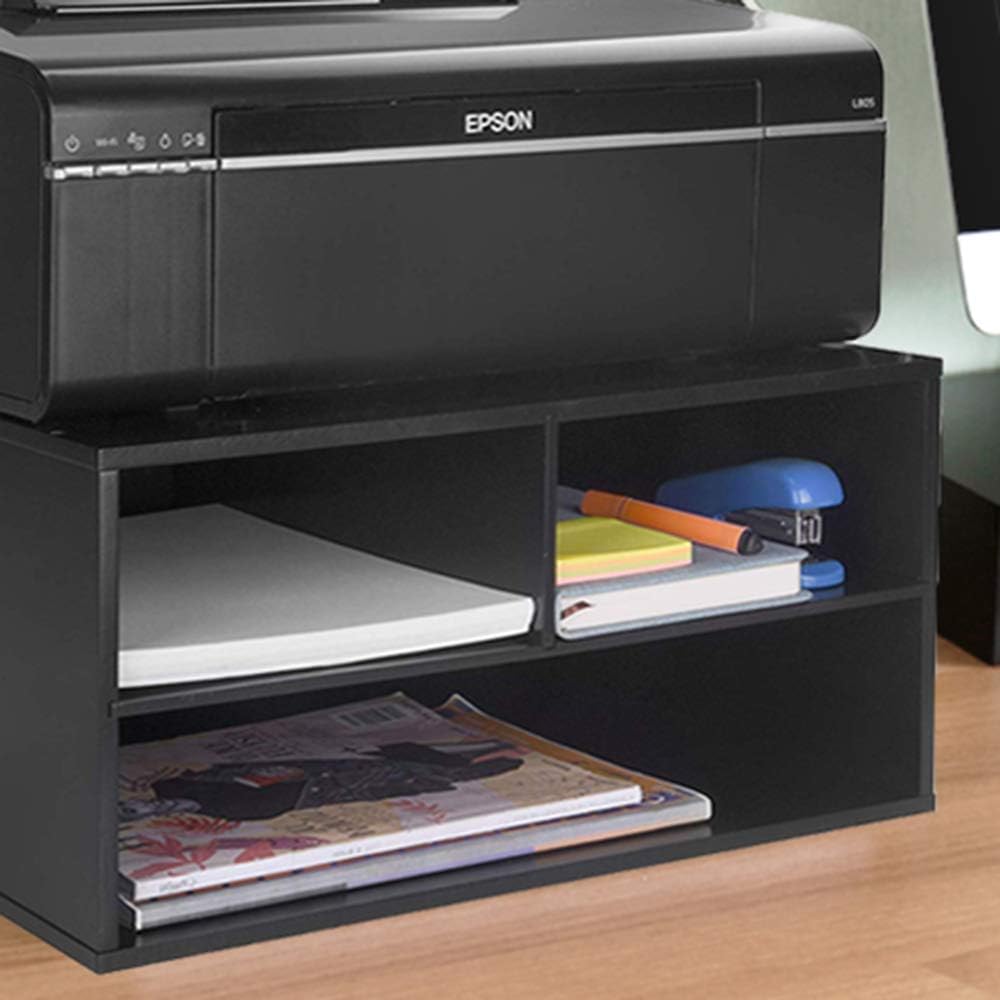 eMerit Printer Stand Shelf with Storage Wood Desk Paper Organzier for Home/Office,Printer Riser, 2 Tire (Black): Home Audio & Theater
