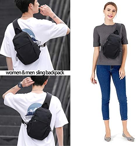 Small Black Sling Crossbody Backpack Shoulder Bag for Men Women, Lightweight One Strap Backpack Sling Bag Backpack for Hiking Walking Biking Travel Cycling USB Charger Port-Nylon 9 Small Black Sling Crossbody Backpack Shoulder Bag for Men Women, Lightweight One Strap Backpack Sling Bag Backpack for Hiking Walking Biking Travel Cycling USB Charger Port-Nylon