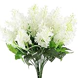 GTidea 4pcs Artificial Wisteria Bundle Fake Flowers Silk Floral Bouquet Arrangements Home Garden Fences Restrant Hotel Parties Wedding Simulation Decor in White