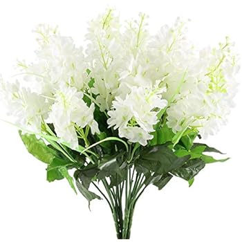 GTidea 4pcs Artificial Wisteria Bundle Fake Flowers Silk Floral Bouquet Arrangements Home Garden Fences Restrant Hotel Parties Wedding Simulation Decor in White