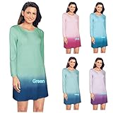 CoolEnding Women Casual Long Sleeve Tunic Swing T Shirt Dress Tie Dye Ombre Dress