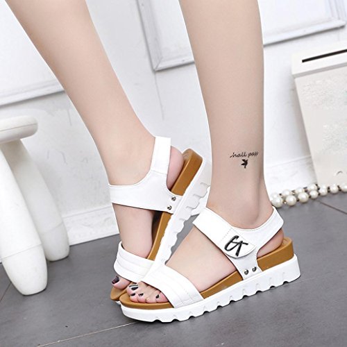 Sandals for Womens, FORUU Summer Flat Fashion Buckle Comfortable Ladies Shoes (8, White) - Thumbnail 3
