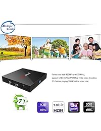 Greatlizard x96 Android 7.1 Smart TV Box 1 GB RAM 8 GB ROM WiFi 1080P, 4 K H.265 64 bit Media TV Set parte superior Box