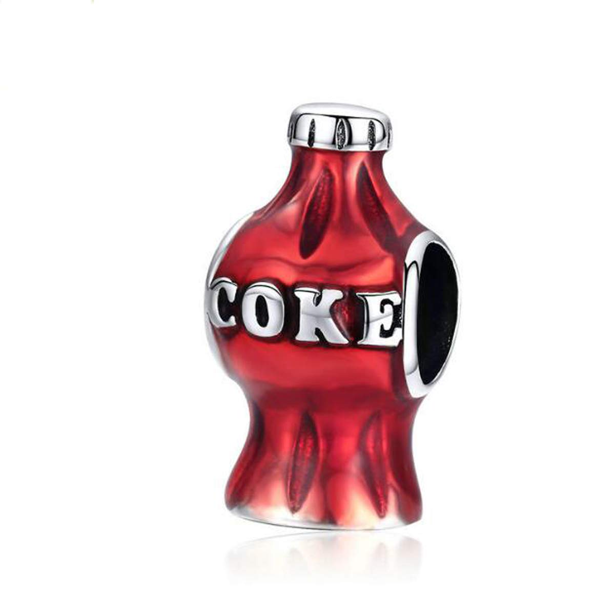Charm Beads 925 Sterling Silver Coffee Cup Charms Enamel Crystal Love Zircon Charms for Pandora Bracelets&Necklaces (COKE Charm)