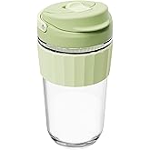 HY3 Leak-proof Glass Coffee Mug with Lid Lock, 17 oz Reusable Coffee Cup with Handle, BPA-free, Microwave and Dishwasher Safe (Forest Green)