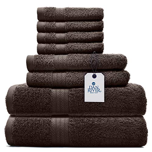 Photo 1 of 100% Cotton 8 Piece Bathroom Towel Set – 2 Oversized Bath Towels 30x52 - 2 Hand Towels 16x28 - 4 Wash Cloths 12x12 - Ideal for Home