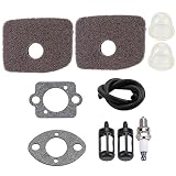 Dxent 2Pcs Air Filter with Fuel Filter for STIHL BG56 BG56C BG66 BG86 SH56 SH86 BR200 Leaf Blower Primer Bulb Spark Plug