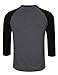 KUULEE MrWonder Men's Casual Slim Fit Raglan Baseball 3/4 Sleeve 3 Button Henley T-Shirts Deep Gray and Black M