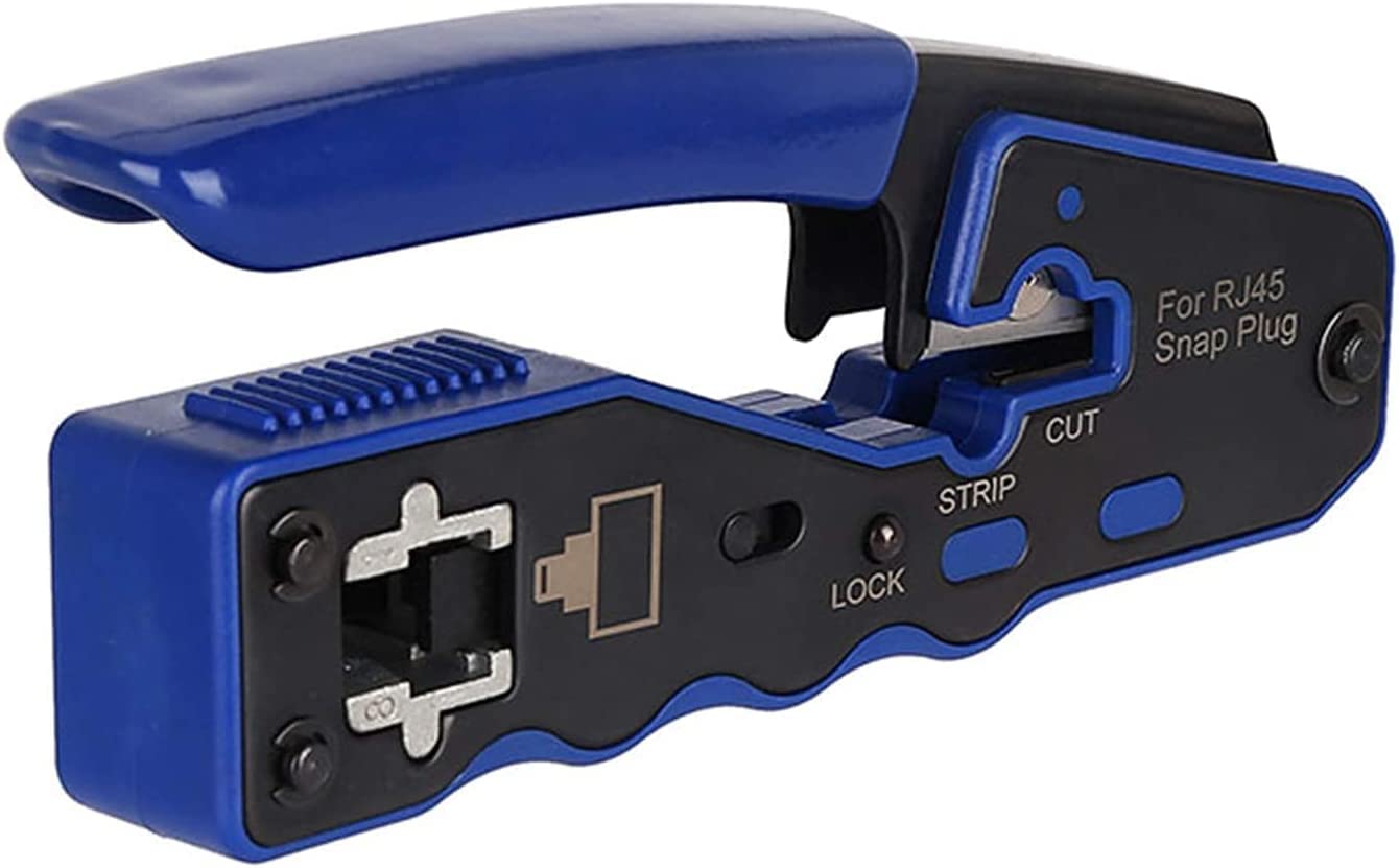 RJ45 Crimp Tool, Pass Through Ethernet Crimping Tool for Cat5, Cat6, Cat7 end Pass-Thru Connector, Supports Stripping and Cutting
