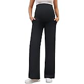 PACBREEZE Women's Maternity Flare Pants, Lounge Casual Pajamas Pants, Stretchy Bootcut Pregnancy Pants, S-XXL