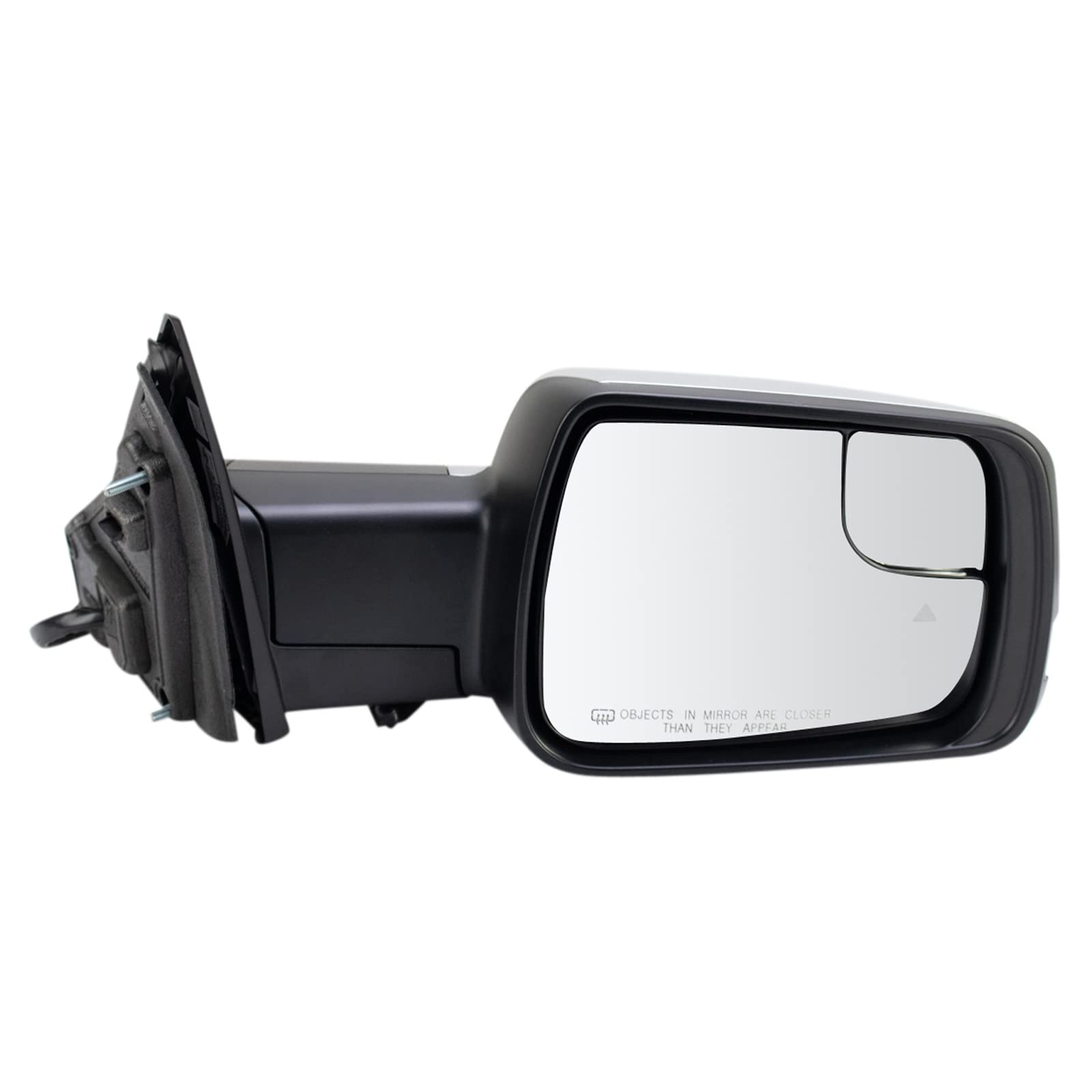 TRQ Passenger Side Power Folding Mirror Heated Memory Blind Spot Chrome Cover Compatible with 2019-2022 Ram 1500 CH1321475 CH1321526 Image