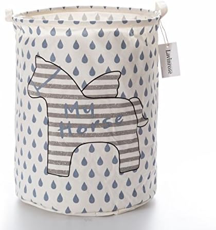 Lavinrose Foldable Large Cylindric New Canvas Fabric Storage Bin Storage Basket Organizer for Kid's Room Toy Storage, Laundry Hamper for Blouse T-shirt Underwear etc (#1)