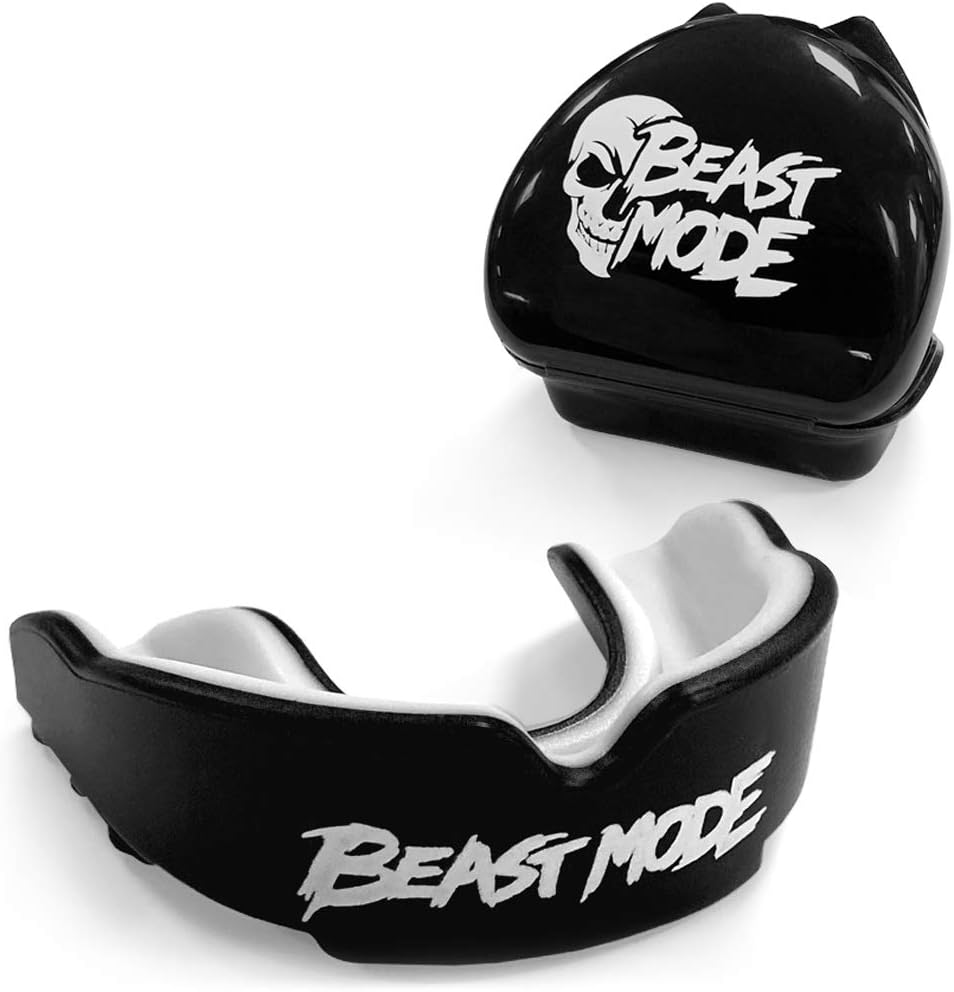 Beast Mode Gum Shield | Mouth guard and case - For contact sports, Rugby, Boxing, Hockey, Kickboxing, Martial Arts, Lacrosse, Karate, MMA, Mouldable Gumshield - Adult/Kids