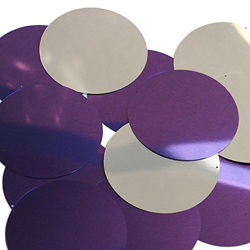 Purple Silver Round 60mm Couture Sequin Paillettes. Made in USA. Loose sequins for embroidery, bridal, applique, arts, crafts, and embellishment.