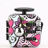 Fidget Cube Relieves Stress and Anxiety , Increase Attention, Anti Stress, Relax and Entertain, Great for ADHD, Autism and Asperger, For Focus, Calm Anxiety, and Break Nervous Habits (Red Flower)