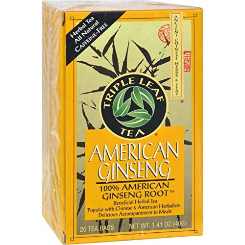 Triple Leaf American Ginseng Root Tea - 20 bags per pack - 6 packs per case.