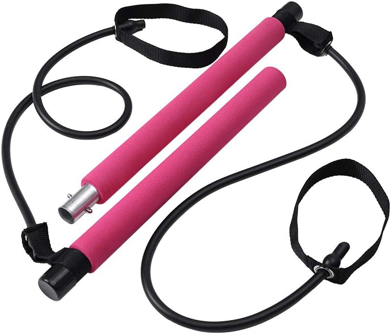 Max4out Pilates Bar Kit Portable Pilates Stick for Home Gym Improve Fitness, Build Muscle, Strength Exercises, Pink : Sports & Outdoors