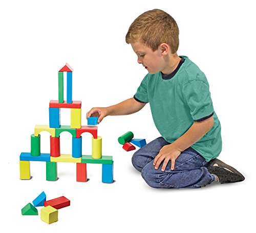 Melissa & Doug 100 Wooden Building Blocks with Storage Box