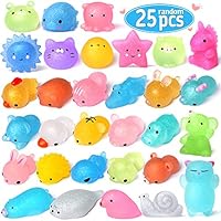 FLY2SKY 25PCS Mochi Squishy Toys 2nd Generation Glitter Party Favors for Kids Mini Squishy Animal Squishies Stress Relief Toys Kawaii Cat Unicorn Squishys Birthday Gifts for Boys & Girls, Random