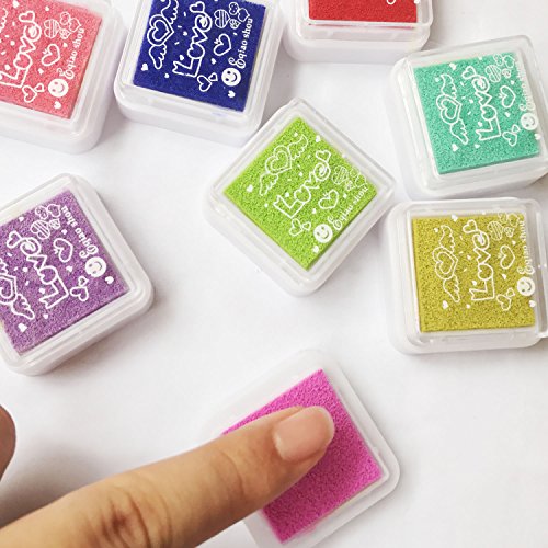 Alled 24 Colors Craft Finger Ink Pad,Fingerpaint Rainbow Washable Stamp