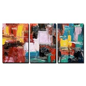 3 Piece Canvas Wall Art - Abstract Painting - Modern Home Art Stretched and Framed Ready to Hang - 16"x24"x3 Panels
