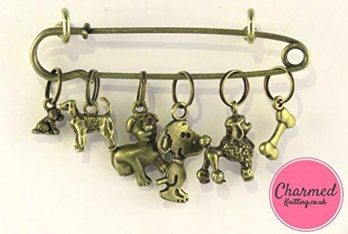 Dogs - 5 Bronze Knitting Stitch Markers