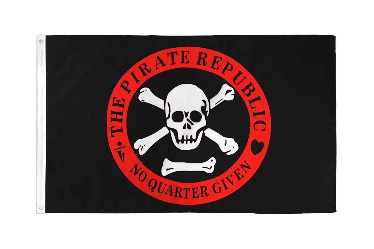 AZ FLAG - Pirate Republic Red Flag - 3x5 Ft - 100D Polyester Skull Pirates Banner with Two Metal Grommets - Fade Resistant - Vivid Colors - 3' x 5' Feet - 150x90 Cm