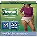 Depend FIT-FLEX Incontinence Underwear for Women, Disposable, Maximum Absorbency, Medium, Blush, Tan (44 Count)