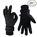 OZERO Snow Gloves -30°F Coldproof Winter Thermal Glove - Deerskin Leather Palm & Polar Fleece Back with Insulated Cotton - Windproof Water-resistant Warm hands in Cold Weather for Women Men - Denim(S)