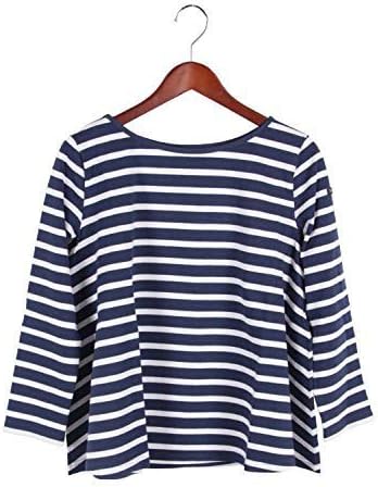 Amazon ルミノア レディース ボーダー カットソー ラウンドネック Lmg950mrbc Evasse Marine Blanc ネイビー X ホワイト T1 Tシャツ カットソー 通販