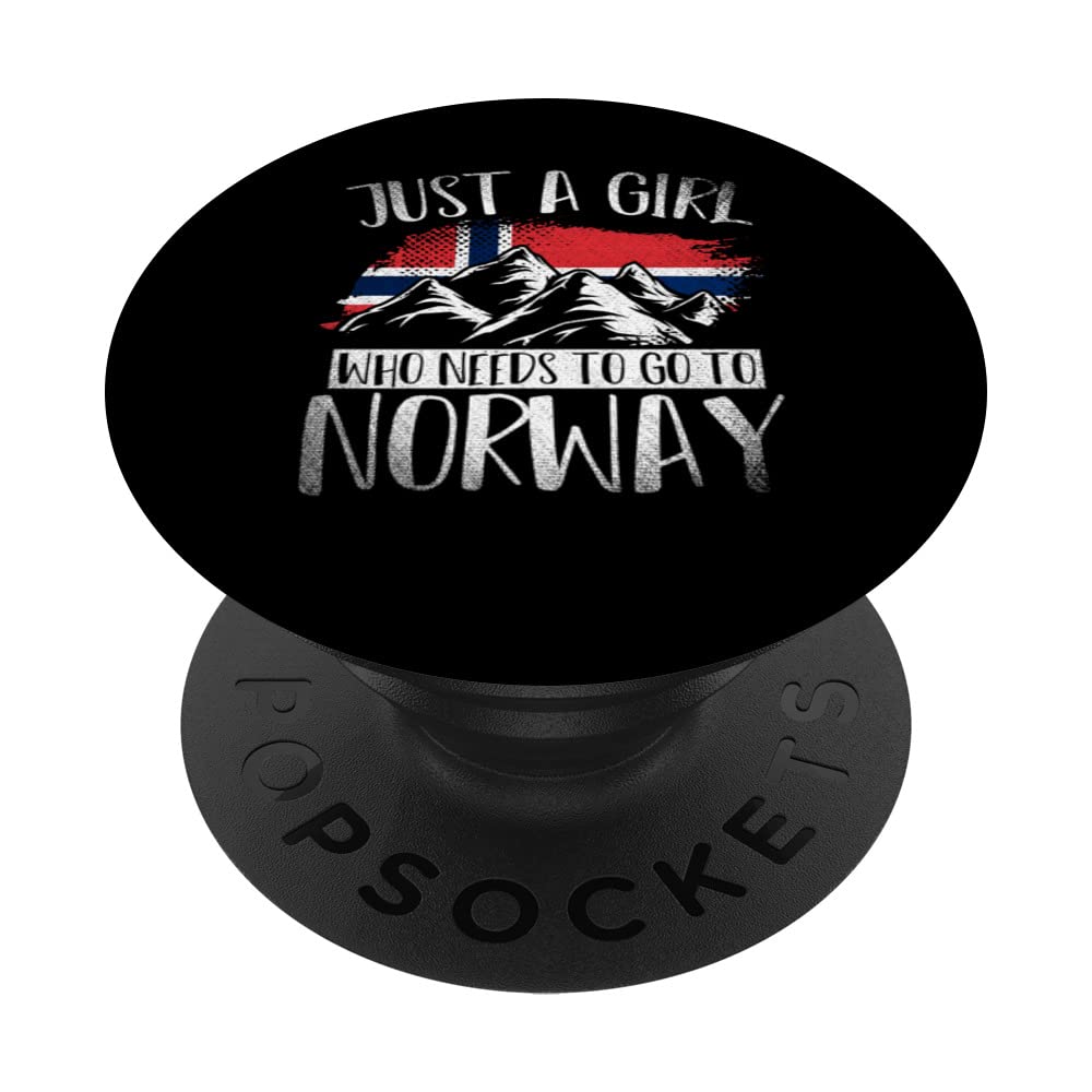Proud Norwegian Flag Just A Girl Who Needs To Go To Norway PopSockets Swappable PopGrip