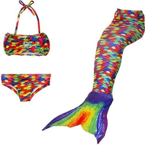 HBMaida Girl's 3 Pcs Mermaid Tail Swimwear Children Mermaid Clothing Bikini Swimsuit