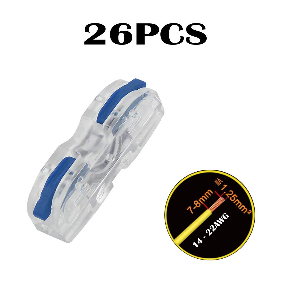 CTRICALVER 26 pcs SPL-1 Compact Wire Connectors, Conductor Wire Clamp Terminal Block with Levers for Solid Stranded - Image 3