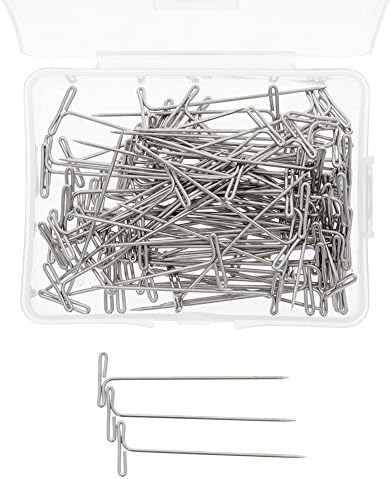 100Pcs Hair T Pins For Blocking Knitting Modelling Macrame Holding Wigs DIY Hair Style Tool with Plastic Box Strong Durable Easy to Insert and Remove 02#38mm