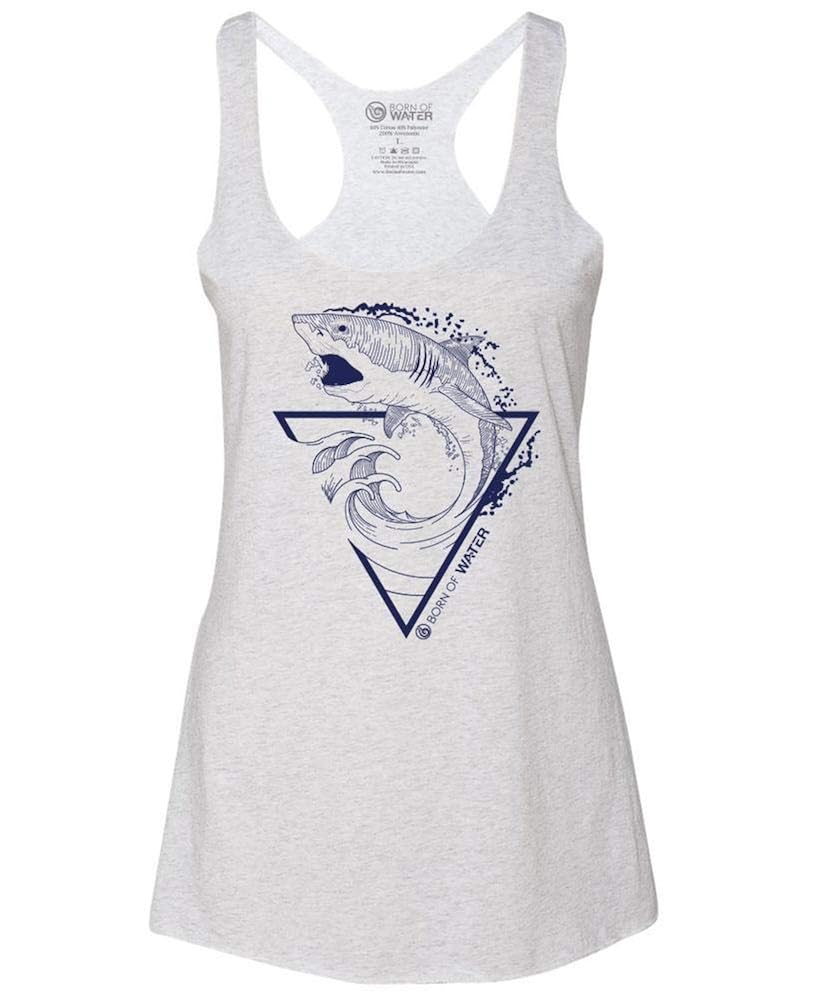 Great White Shark Tank Top: Womens Tri-Blend Raceback