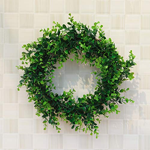 Clearance! Puyujin Wreath adorn, Artificial Green Plant Wreath Simulation Green Plant Garland Home Office Decor, Front Door Wreath Faux Greenery Garland for Wall Window Wedding Farmhouse Decorations - Thumbnail 2